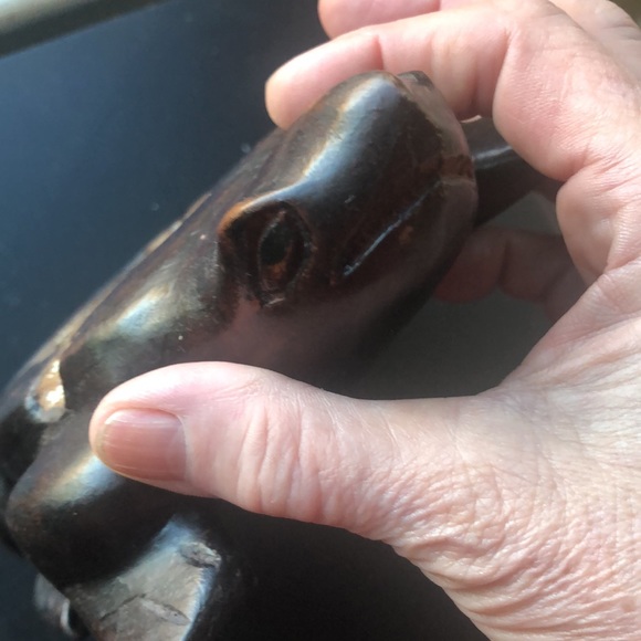 Ashtray carved wood turtle not signed zero flaws super cute solid 6 1/2” Trinket - Picture 9 of 9